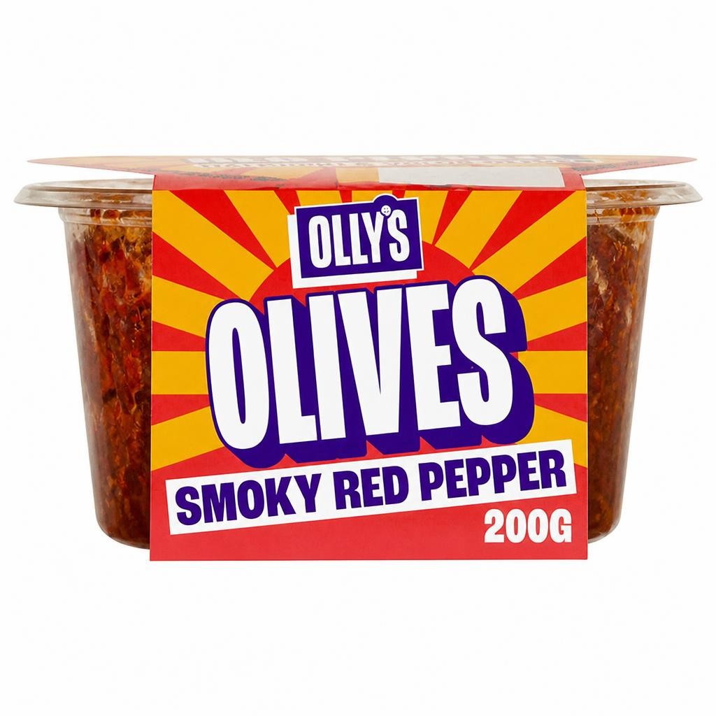 Olly's 200g Smoky Red Pepper Halkidiki & Volos Olives