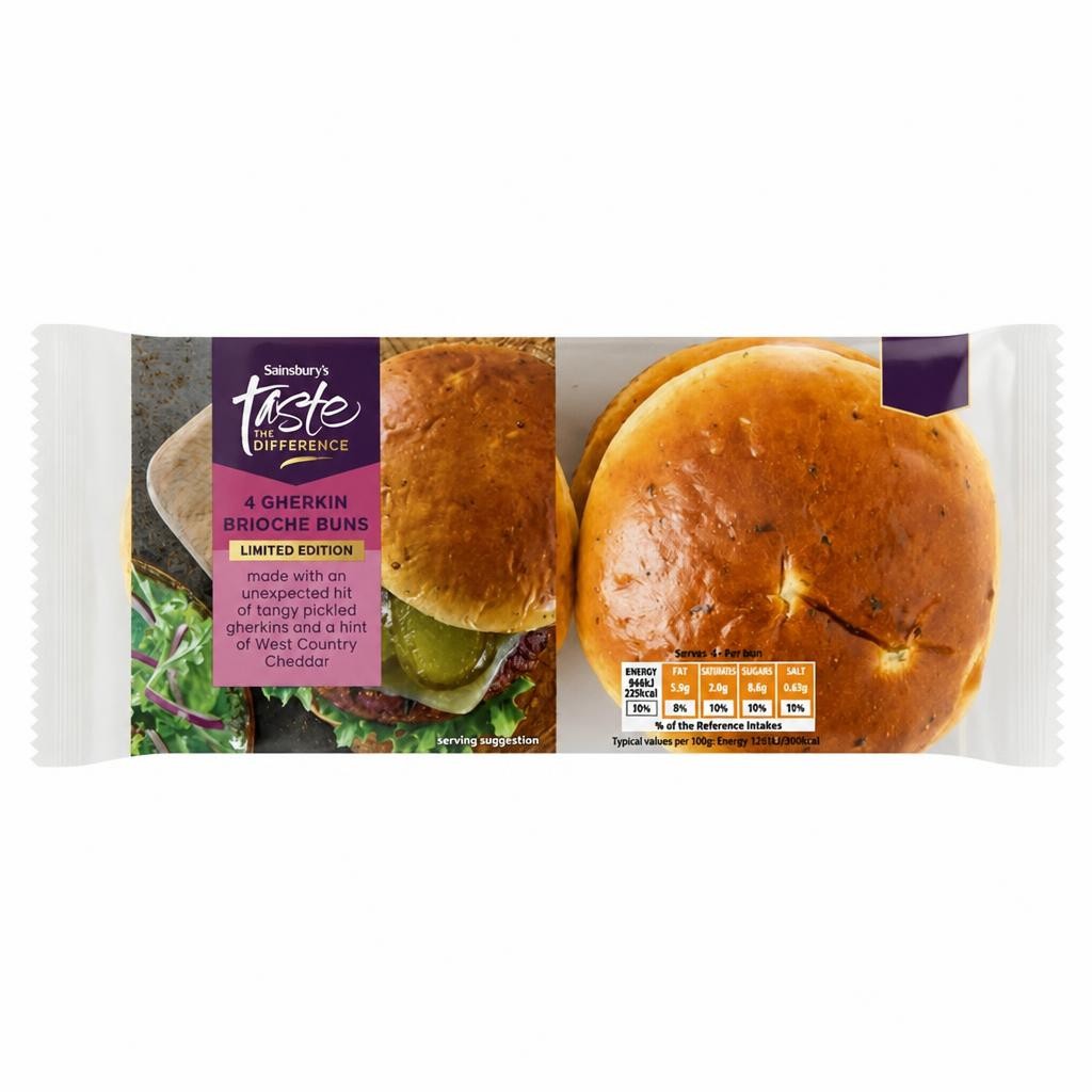 Sainsbury's 4 x Gherkin Brioche Buns, Limited Edition, Taste the Difference