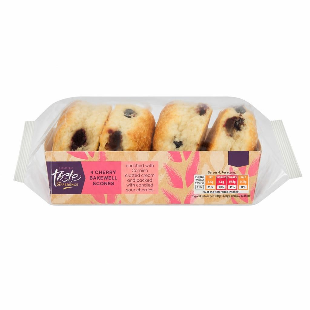 Sainsbury's 4 x Cherry Bakewell Scones, Taste the Difference
