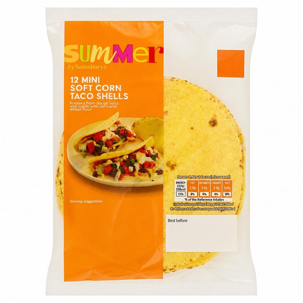 Sainsbury's Summer 12 x Mini Soft Corn Tortilla Taco Shells 300g