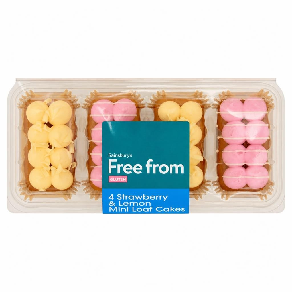 Sainsbury's Free From 4 x Strawberry & Lemon Mini Loaf Cakes 255g