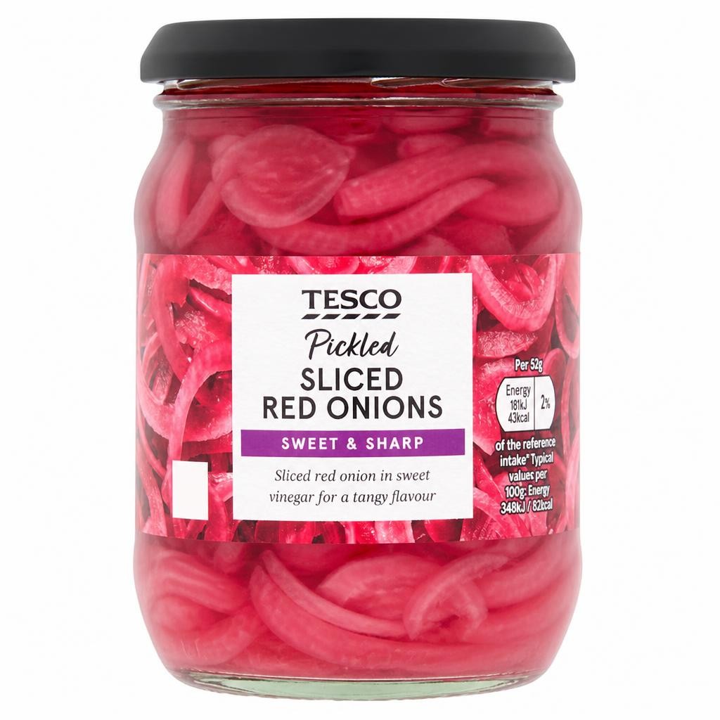 Tesco Pickled Sliced Red Onions 340g