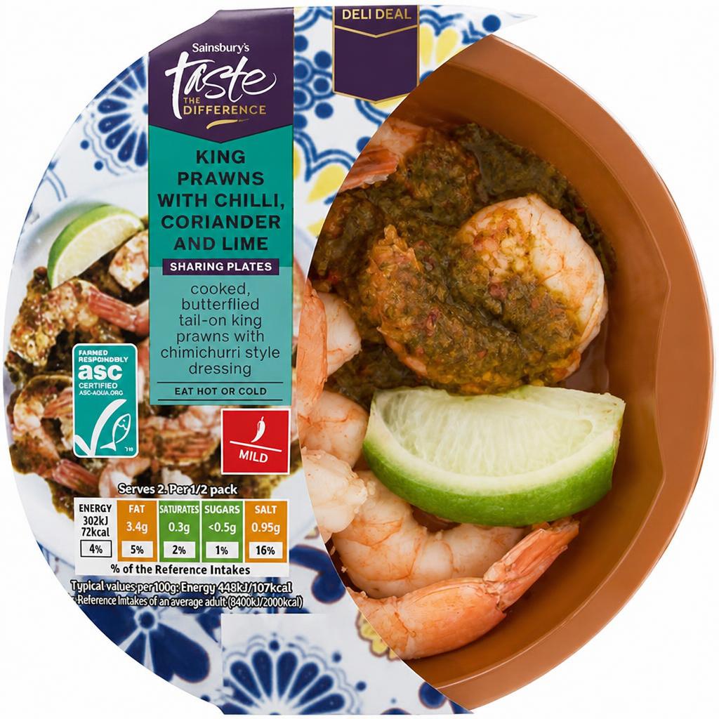 Sainsbury's 135g Chilli, Coriander & Lime King Prawns, Taste the Difference