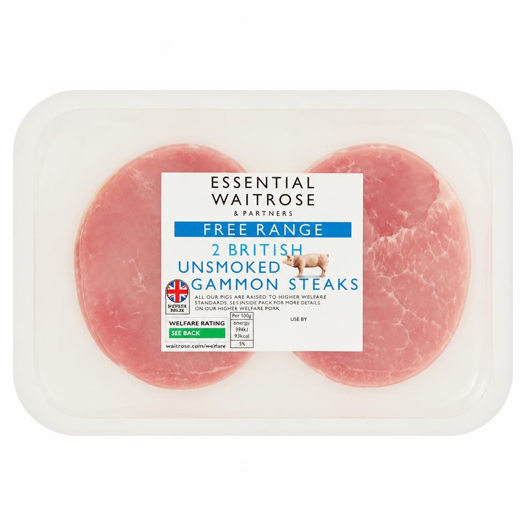 Essential Free Range 2 British Unsmoked Gammon Steaks