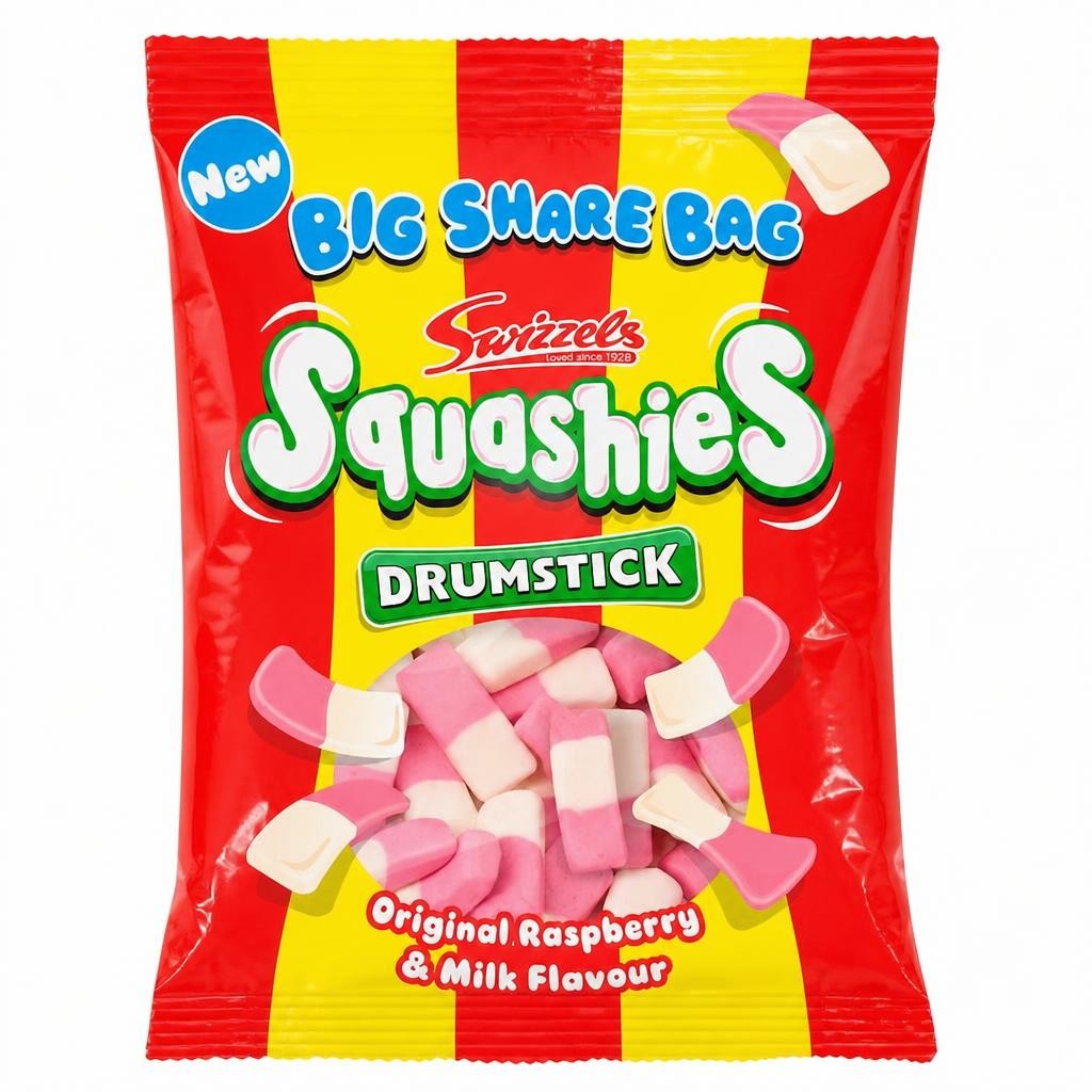 Swizzels Squashies Big Share Bag Original Raspberry & Milk Flavour 330g