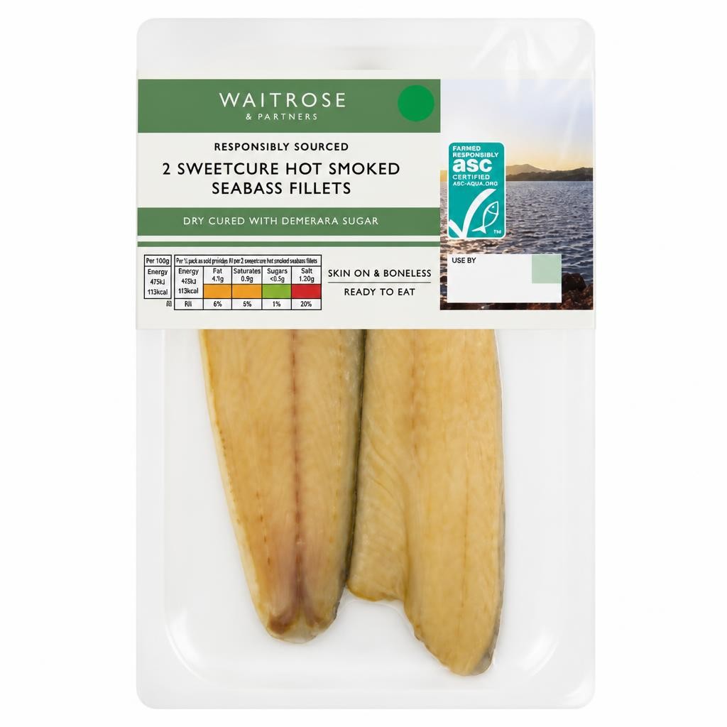 Waitrose 2 Sweetcure Hot Smoked Seabass Fillets