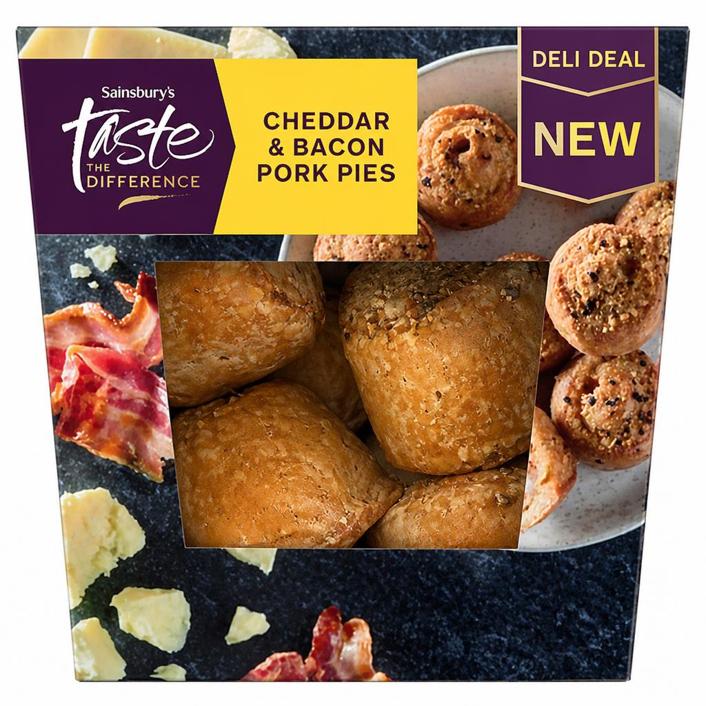Sainsbury's 200g Cheddar & Bacon Pork Pies, Taste the Difference