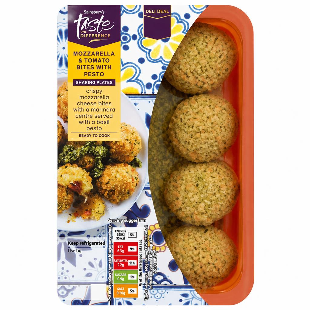 Sainsbury's 250g Mozzarella & Tomato Bites with Pesto, Taste the Difference