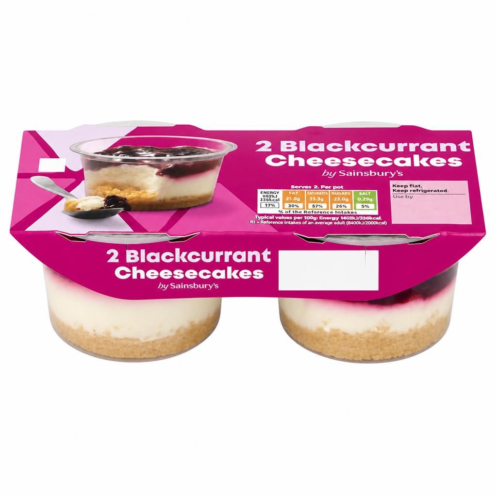 Sainsbury's Blackcurrant Cheesecakes 200g (2 x 100g)