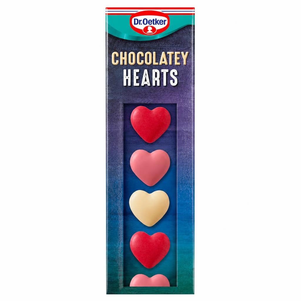 Dr. Oetker Chocolatey Hearts White Chocolate Flavour 12 Pieces 17g