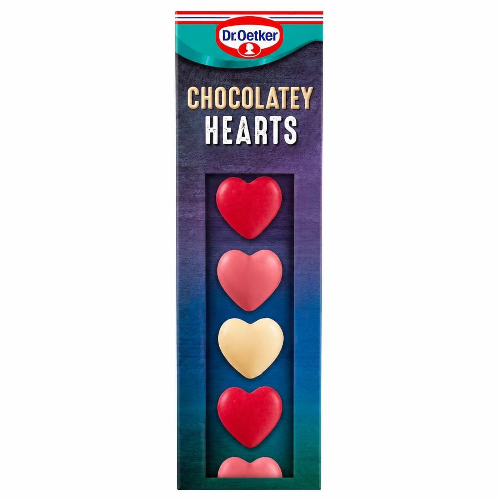 Dr. Oetker Chocolatey Hearts White Chocolate Flavour 12 Pieces 17g