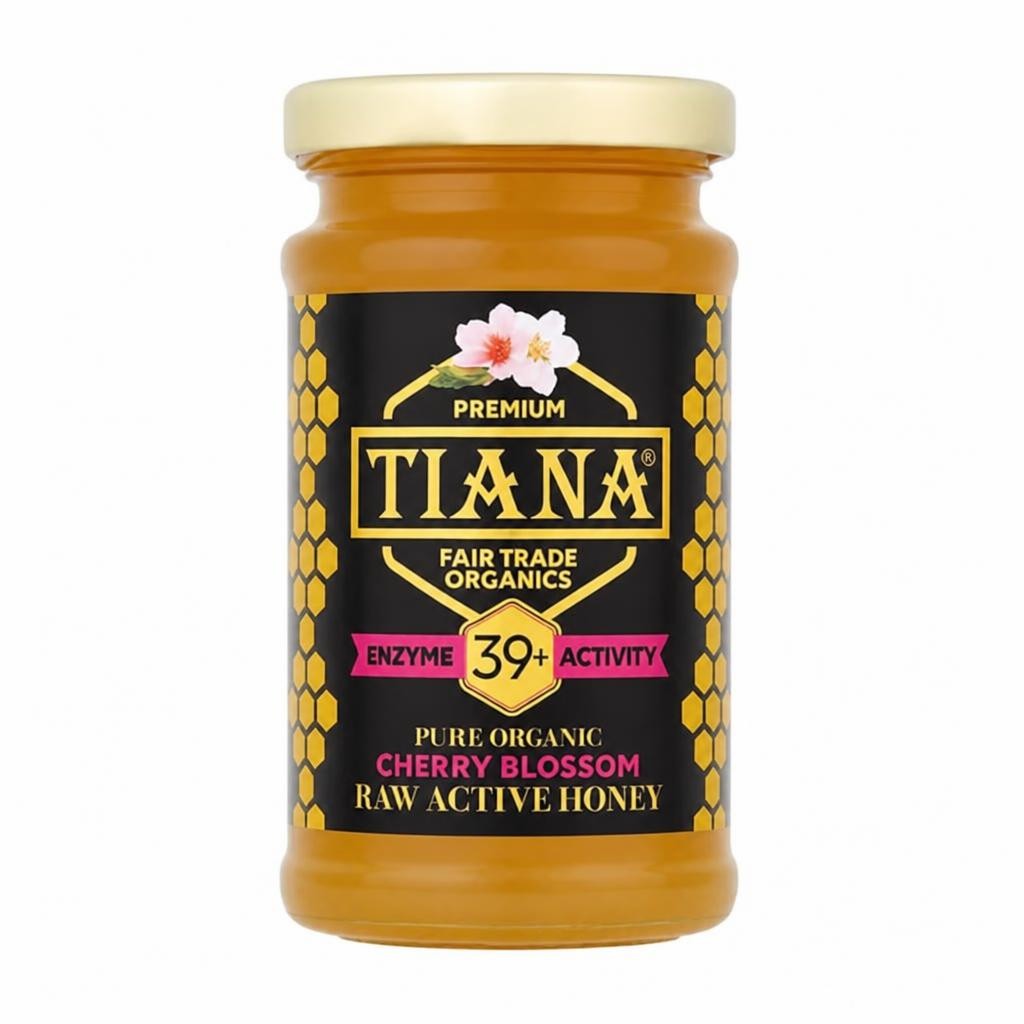 TIANA Organics Raw Active Cherry Blossom Honey Diastase 39, 250g
