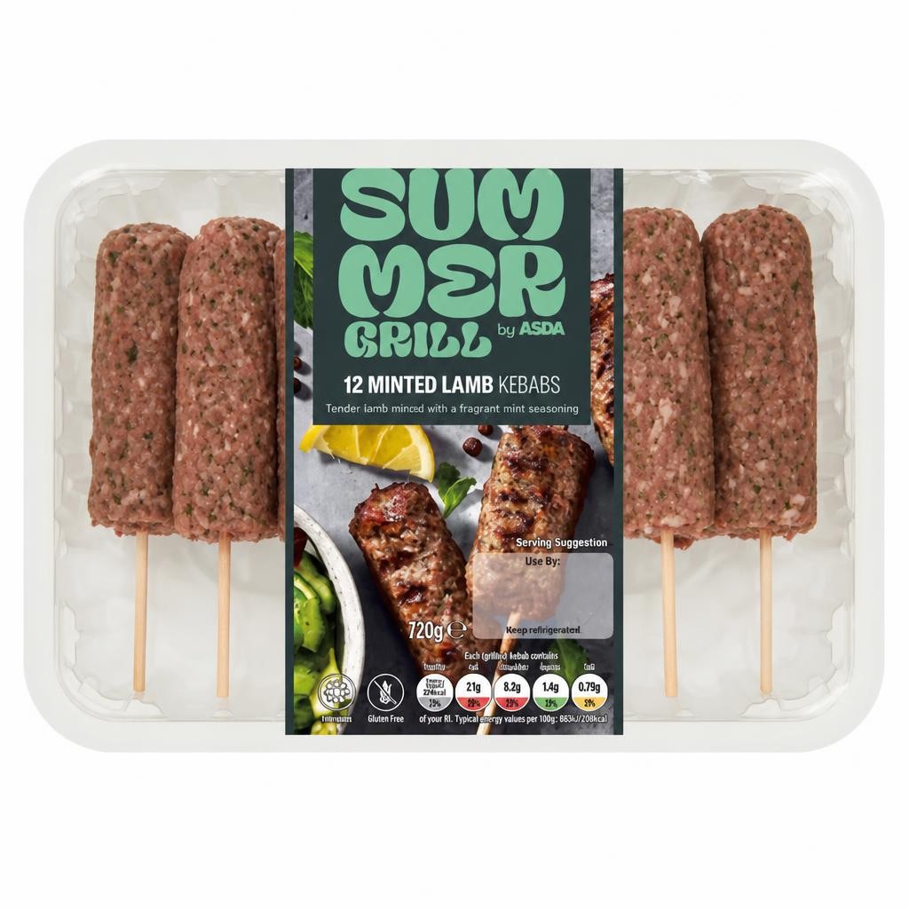 Summer Grill by ASDA 12 Minted Lamb Kebabs 720g