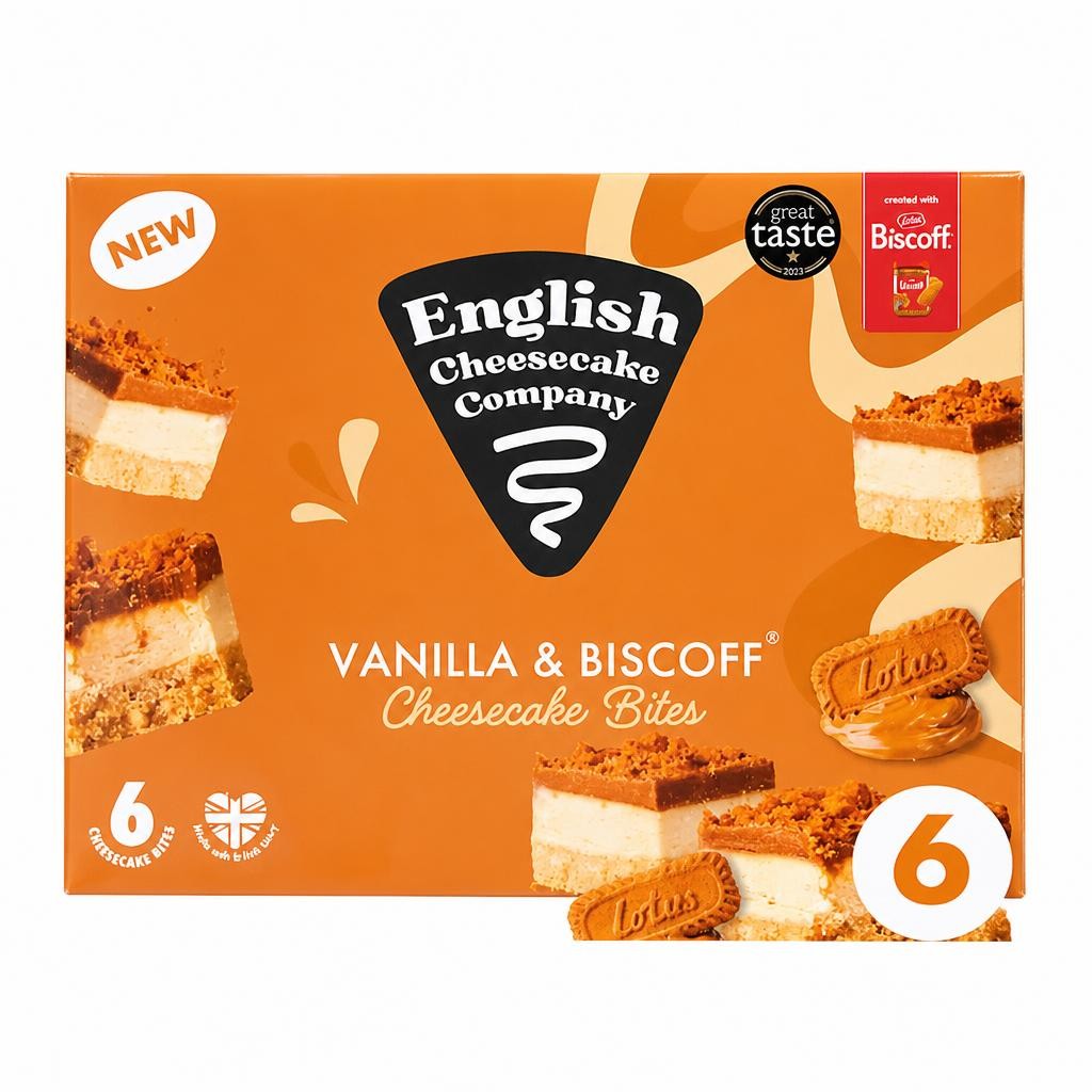 English Cheesecake Company 6 x 35g Vanilla & Biscoff Cheesecake Bites