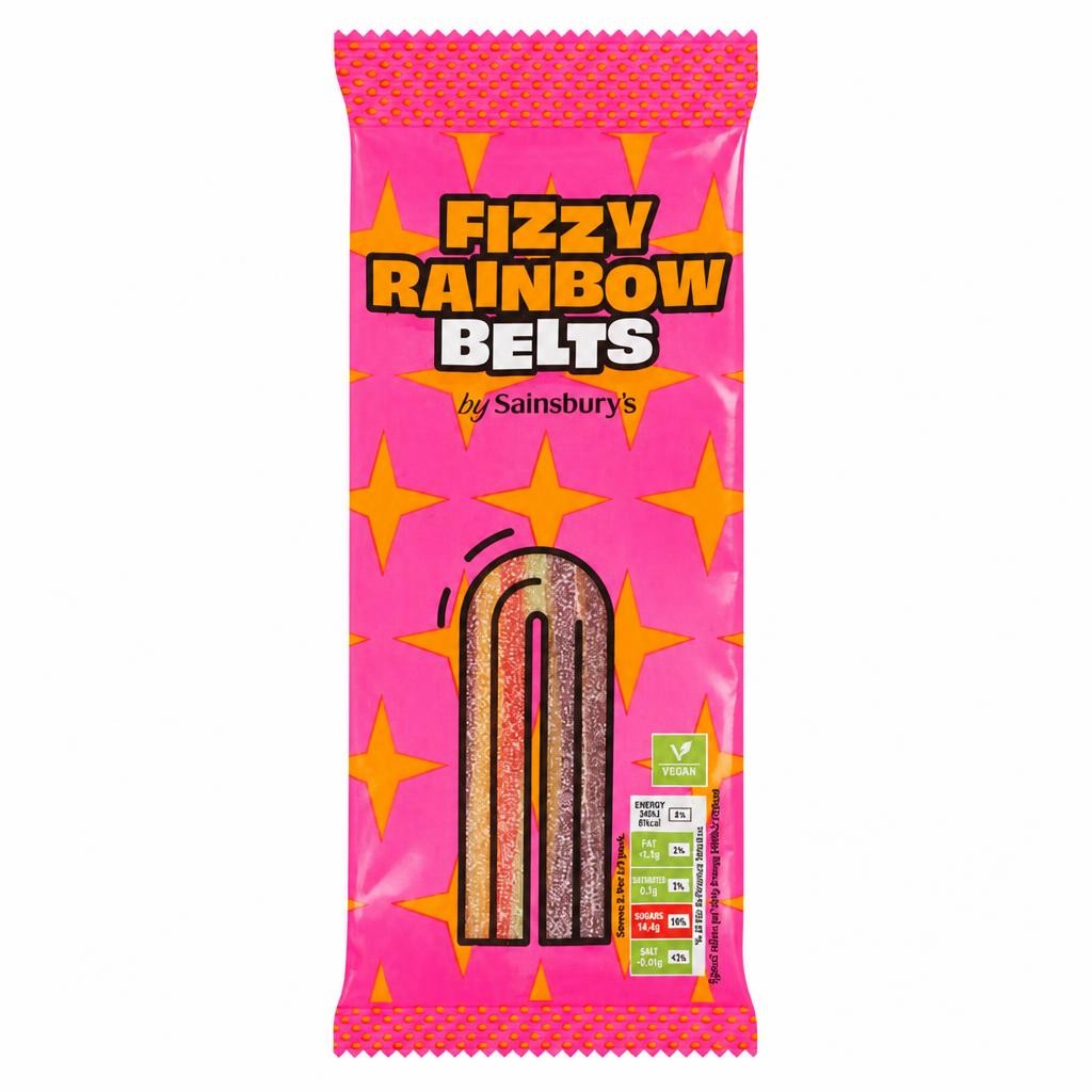 Sainsbury's Fizzy Rainbow Belts 70g