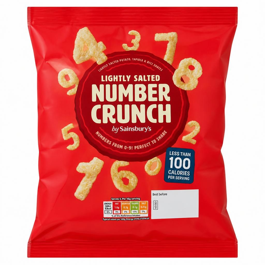Sainsbury's 80g Lightly Salted Number Crunch Chips