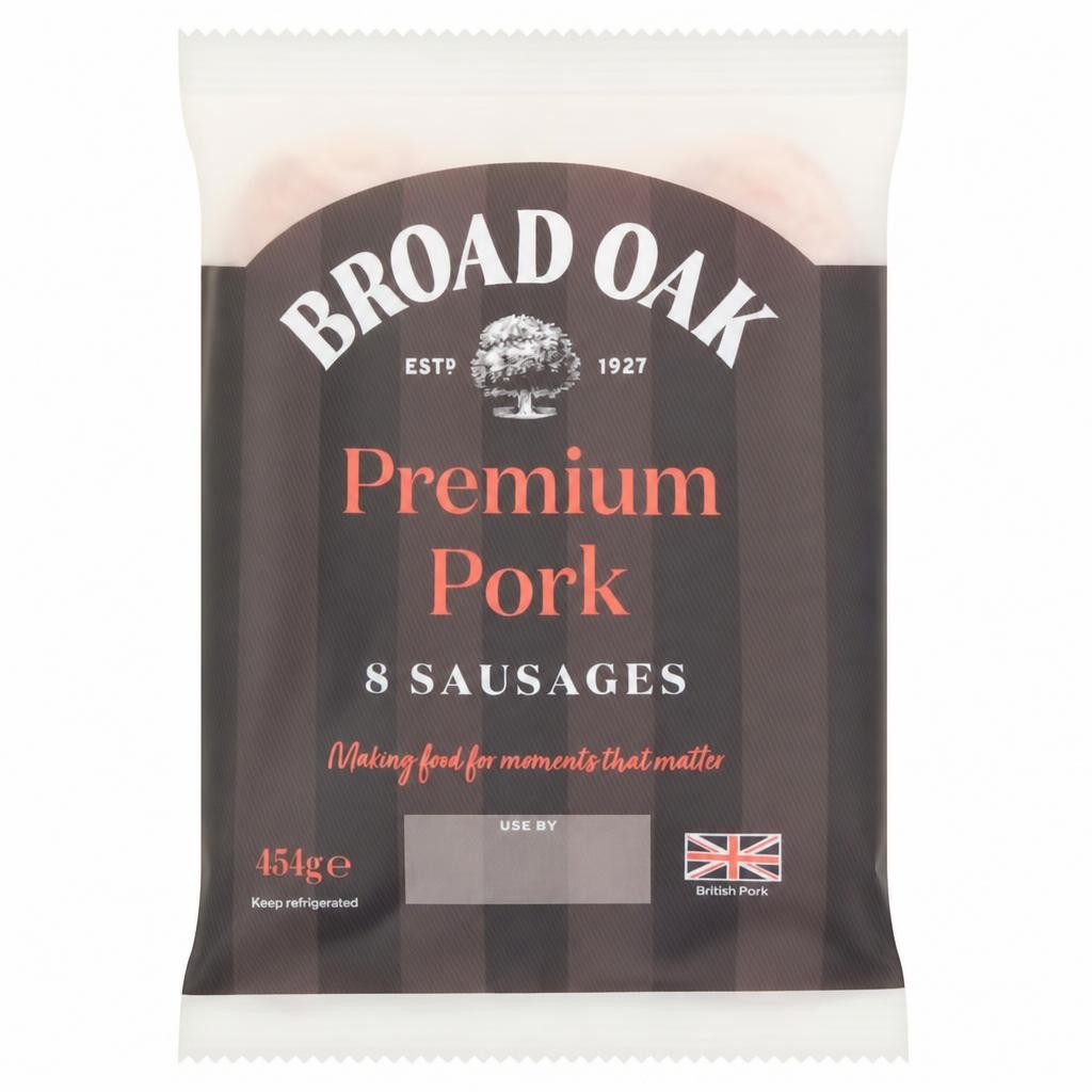 Broad Oak Farm 8 Premium Pork Sausages 454G