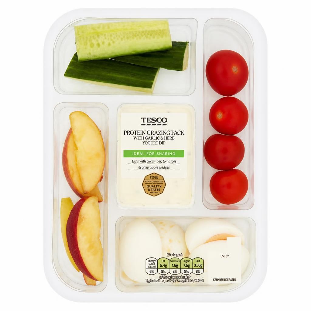 Tesco Protein Grazing Pack with Garlic & Herb Yogurt Dip 364g