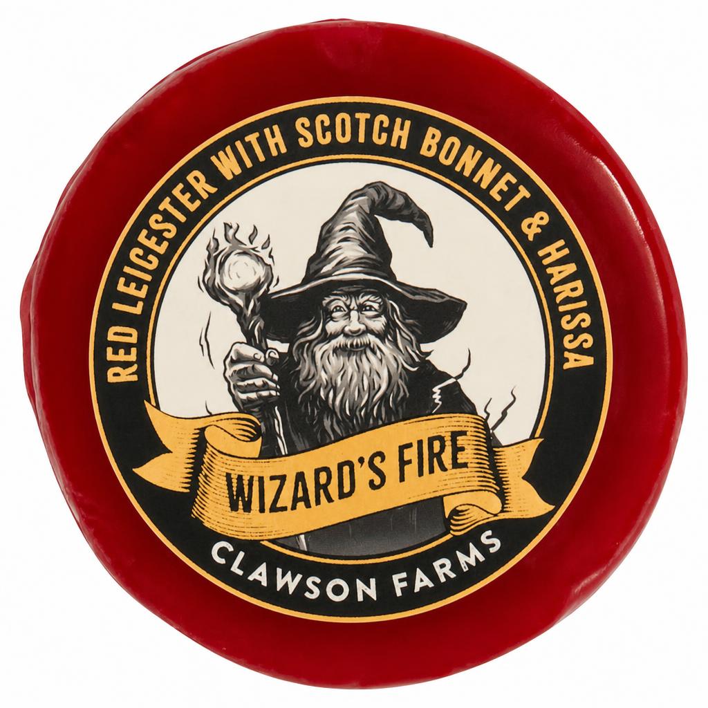 Clawson Farm's Wizard's Fire Red Leicester with Scotch Bonnet Chilli & Harissa 200g