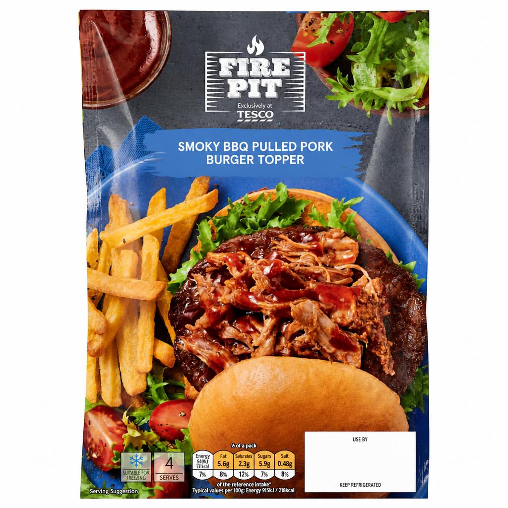 Tesco Firepit Smoky BBQ Pulled Pork Burger Topper 350g