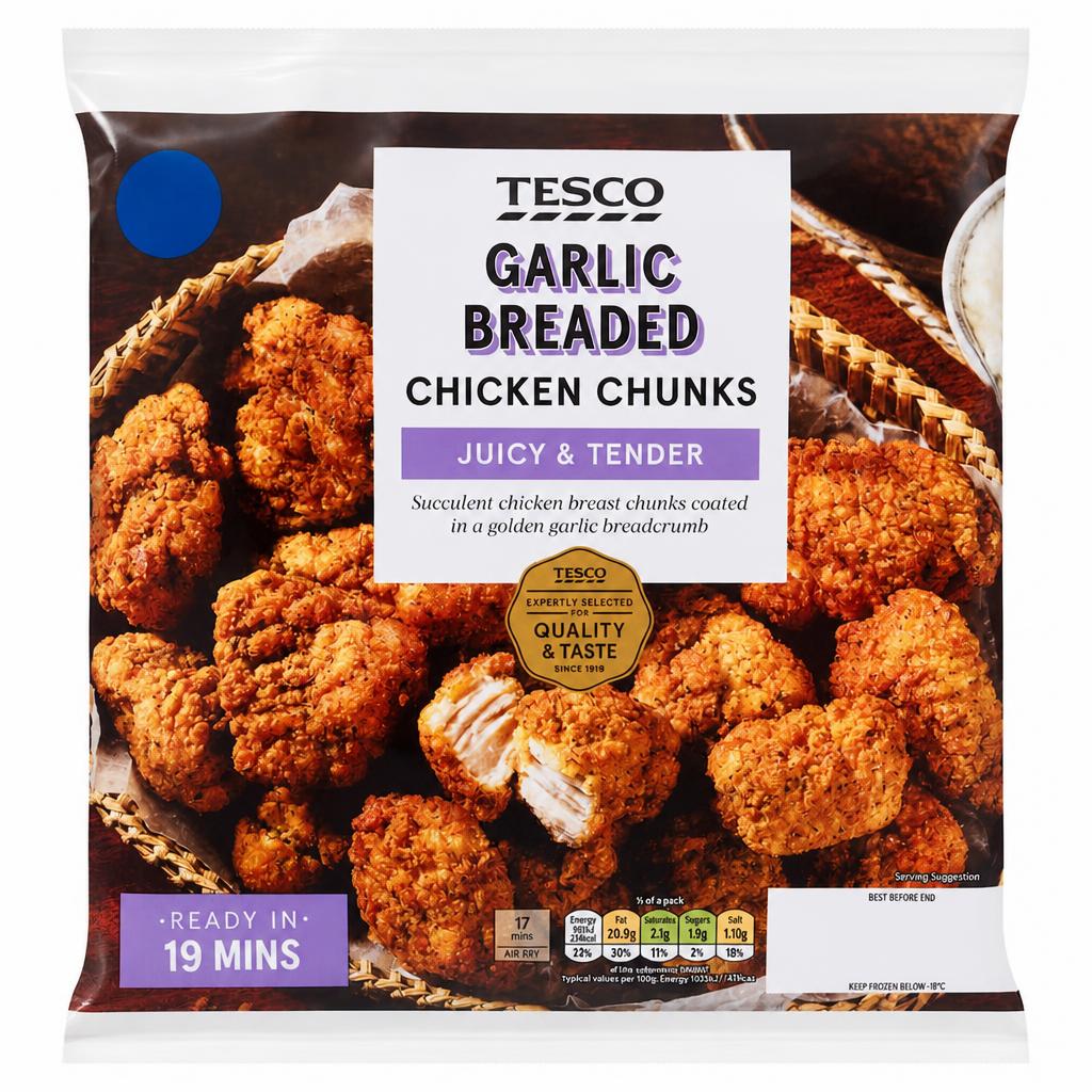 Tesco Garlic Bread Chicken Breast Chunks 650g