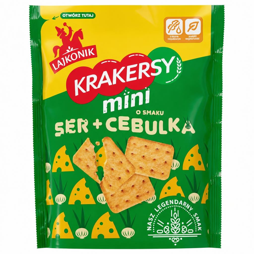 Lajkonik Mini Crackers Cheese & Onion Flavoured 100G