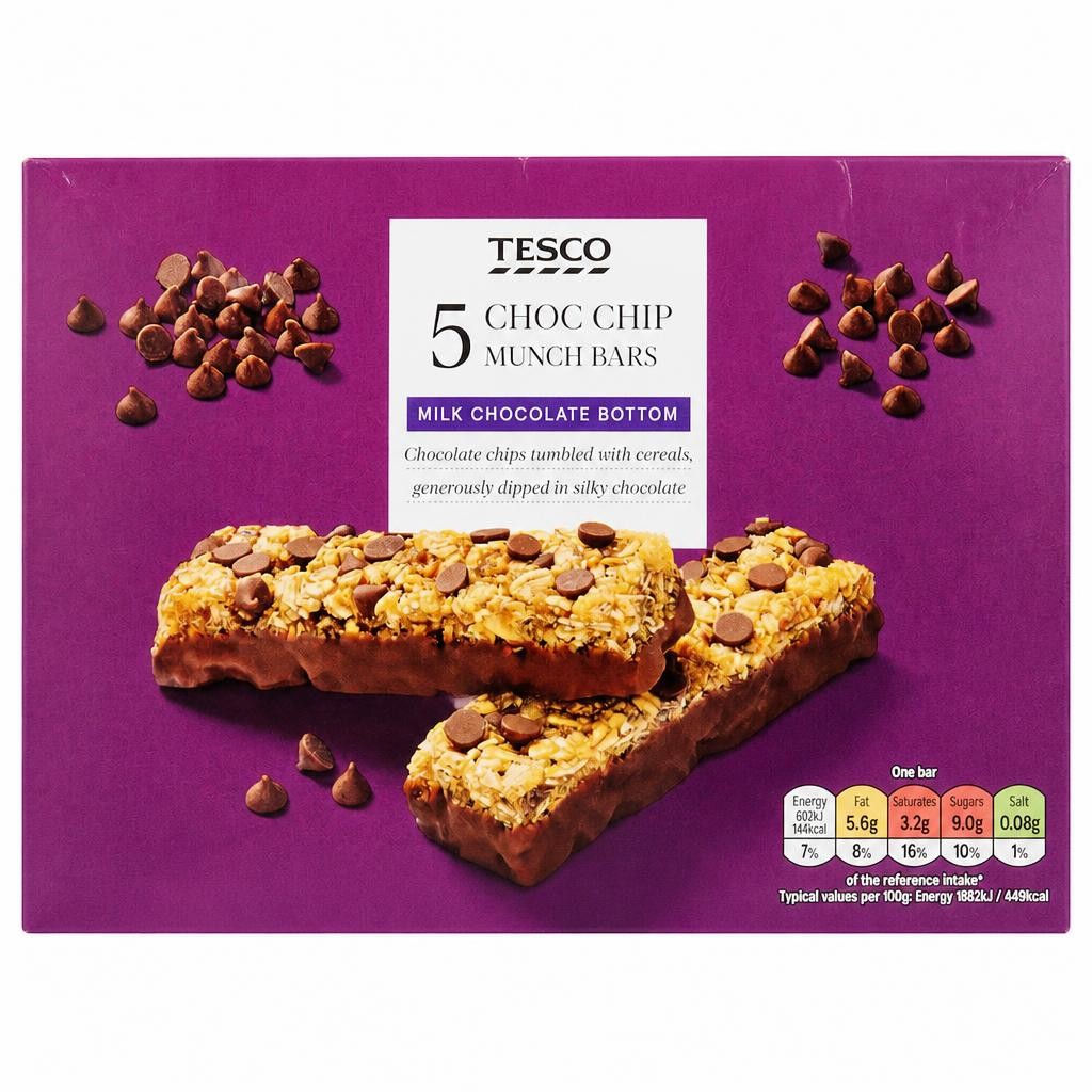 Tesco 5 Choc Chip Munch Bars 160g