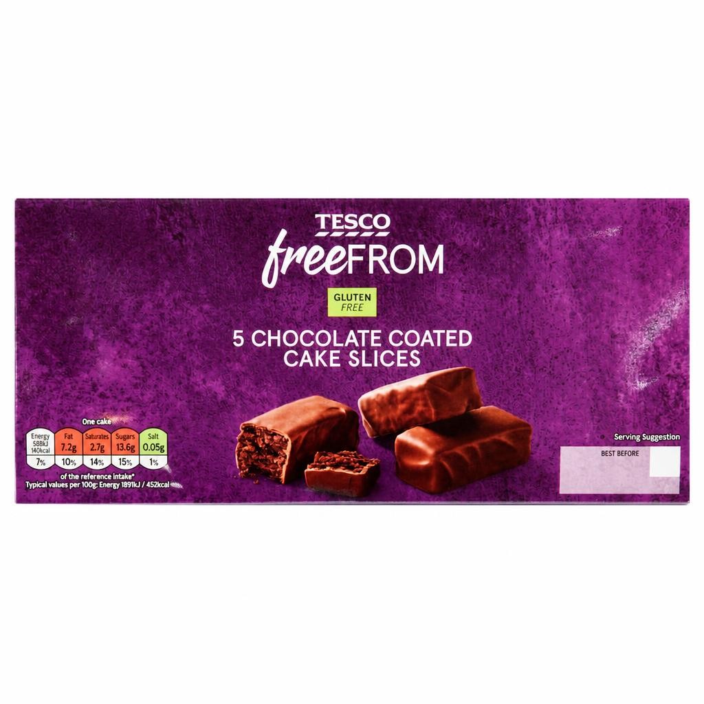 Tesco Free From 5 Chocolate Coated Cake slices