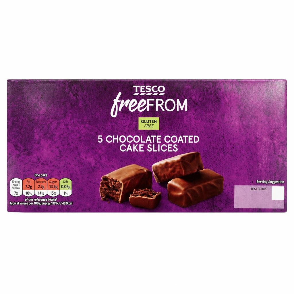 Tesco Free From 5 Chocolate Coated Cake slices