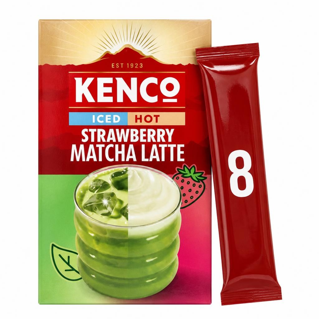 Kenco Iced Hot Strawberry Matcha Latte Sachets x8