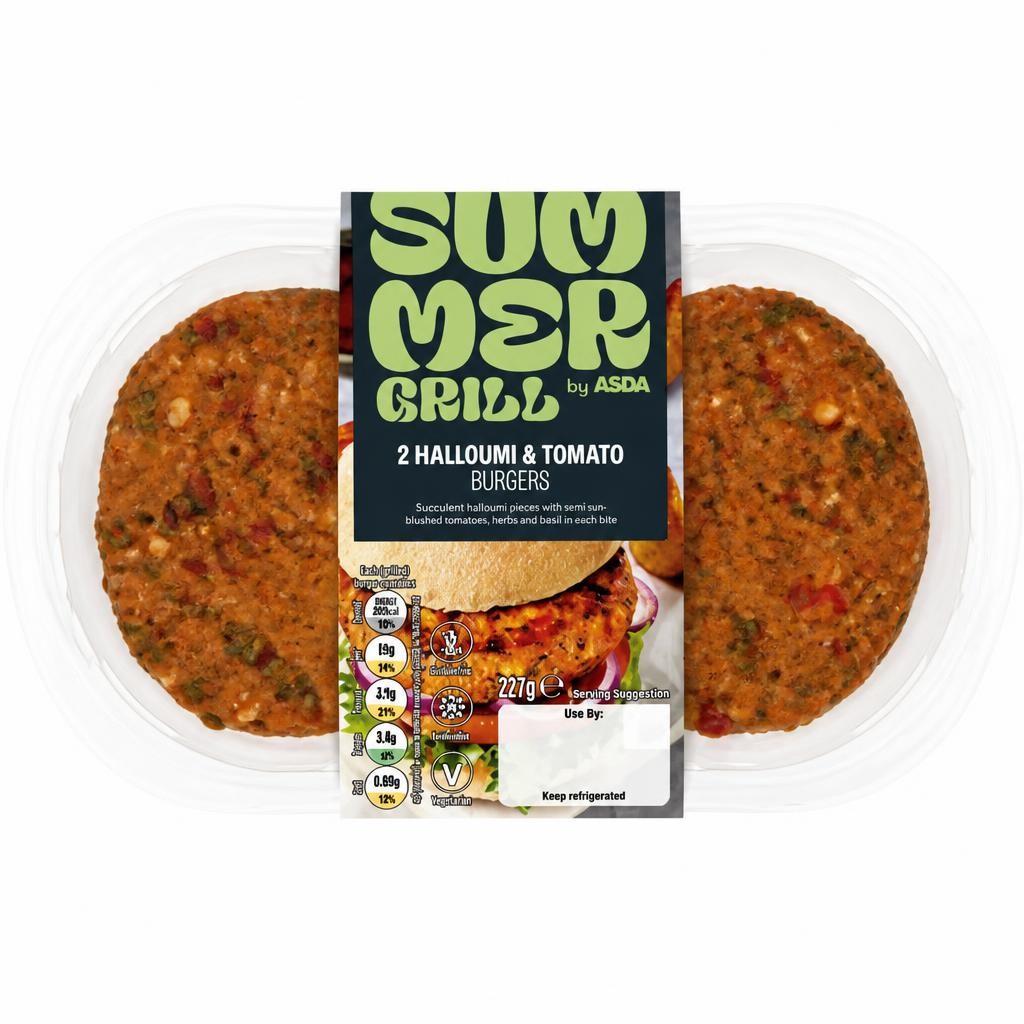 Summer Grill by ASDA 2 Halloumi & Tomato Burgers 227g
