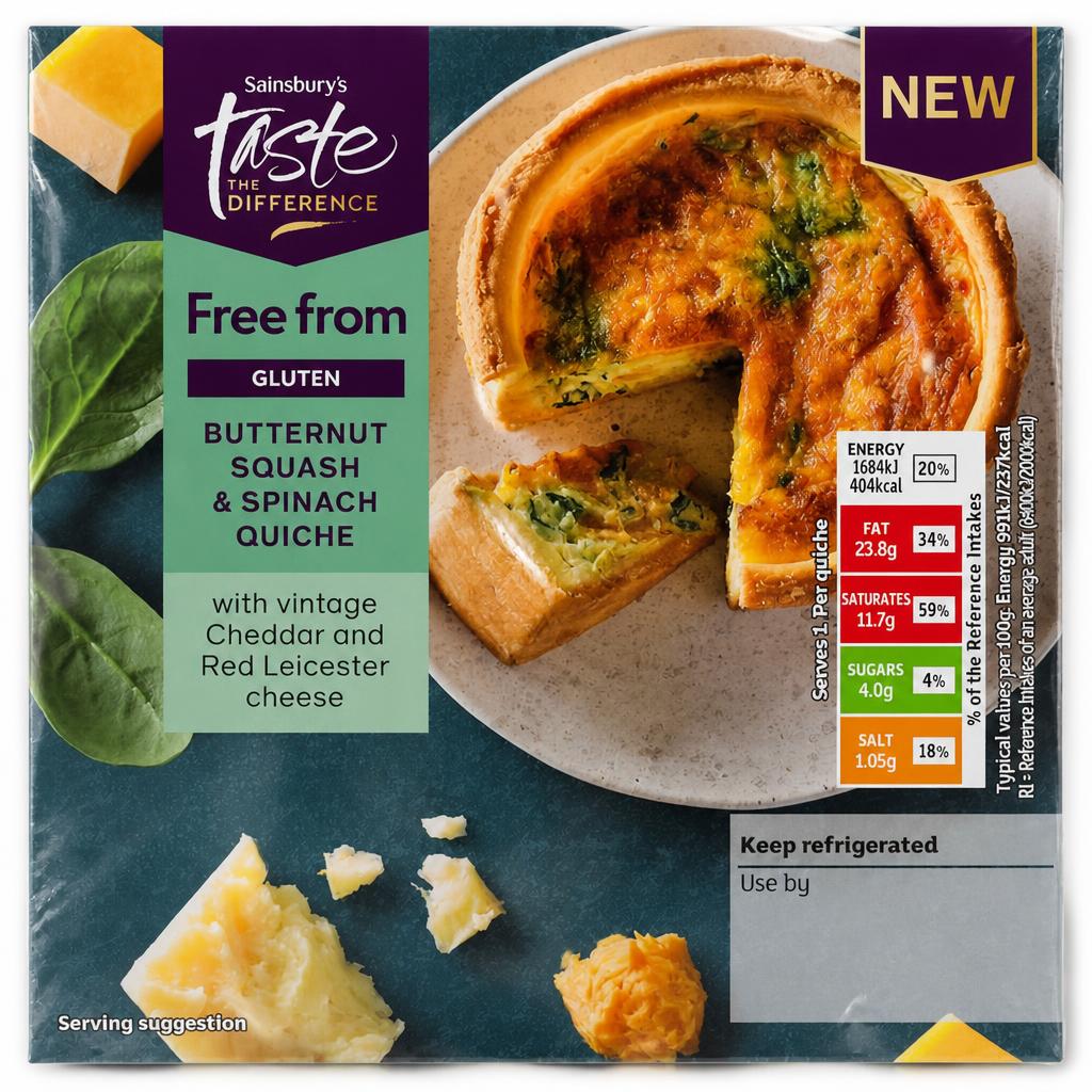 Sainsbury's Free From 170g Butternut Squash & Spinach Quiche, Taste the Difference