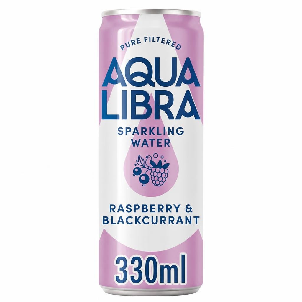 Aqua Libra Sparkling Water Raspberry and Blackcurrant 330m