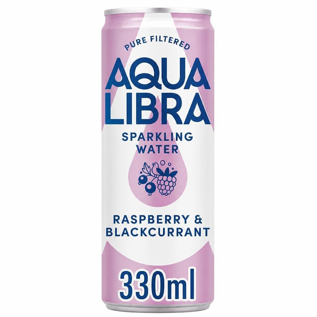 Aqua Libra Sparkling Water Raspberry and Blackcurrant 330m