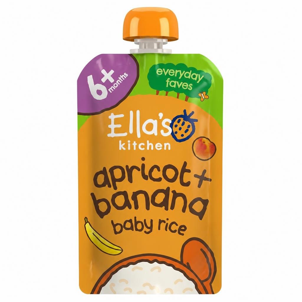 Ella's Kitchen Organic Apricot and Banana Baby Rice Food Pouch 6m+ 120g