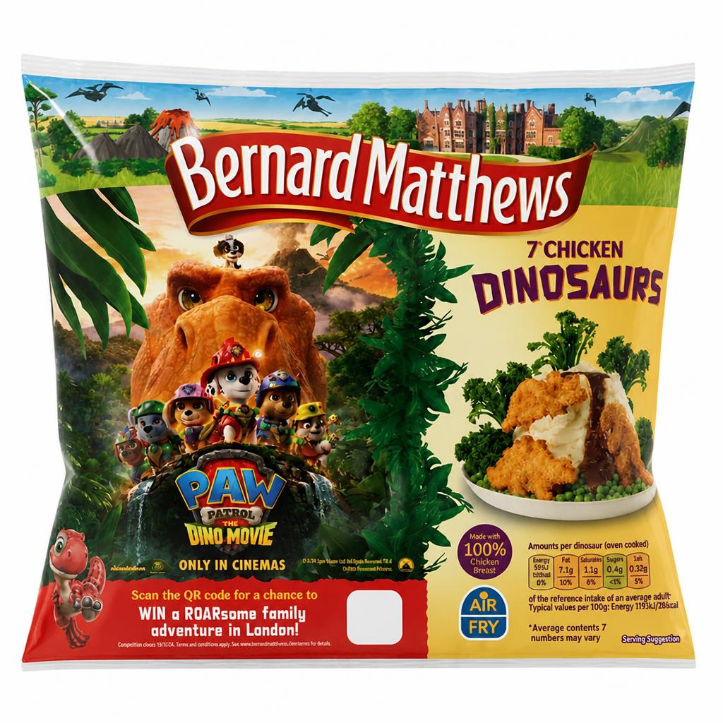 Bernard Matthews 350g Frozen Chicken Dinosaurs Crispy Fun Meals for Kids