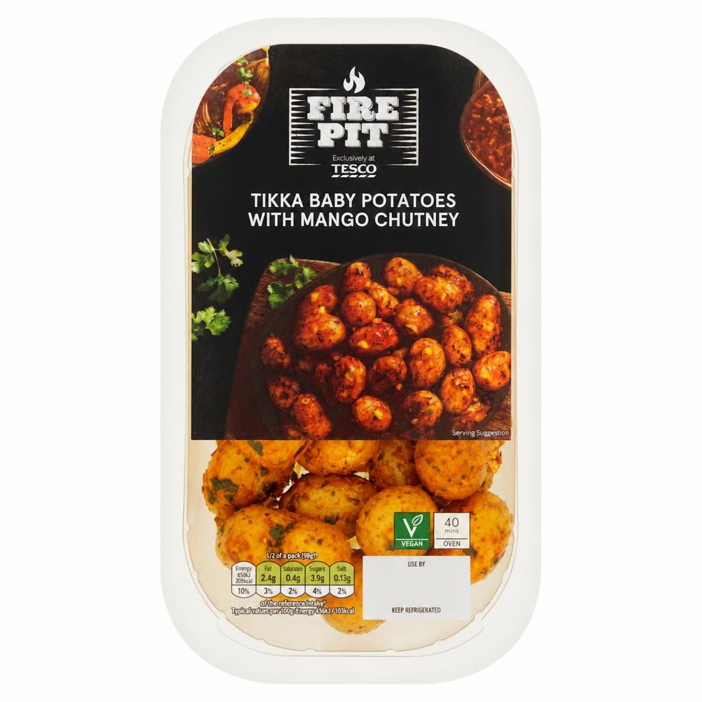Tesco Fire Pit Tikka Baby Potatoes With Mango Chutney 500g
