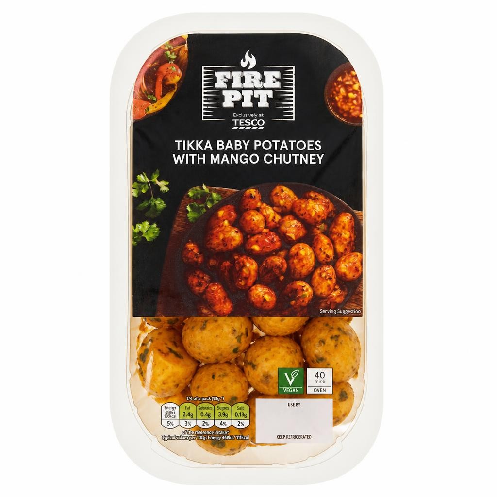 Tesco Fire Pit Tikka Baby Potatoes With Mango Chutney 500g