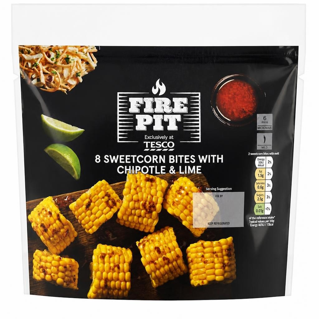 Tesco Firepit Sweetcorn Bites with Chipotle & Lime Melt  320g
