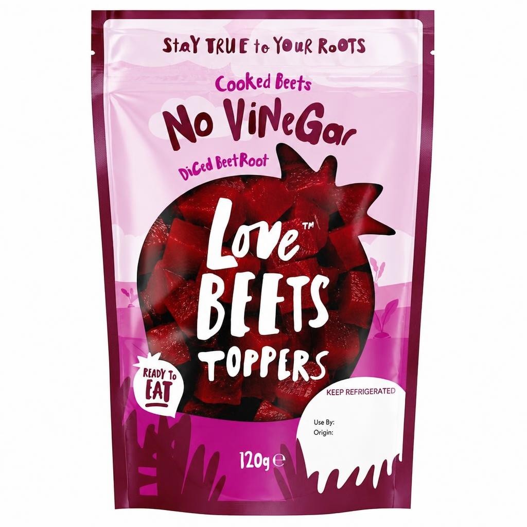 LOVE BEETS NO VINEGAR DICED BEETROOT TOPPERS 120G