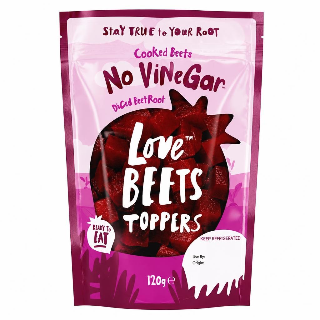 LOVE BEETS NO VINEGAR DICED BEETROOT TOPPERS 120G