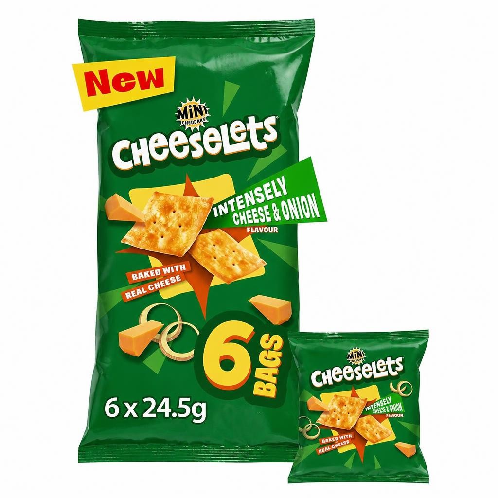 Mini Cheddars Cheeselets Cheese & Onion Baked Snacks 6 x 24.5g