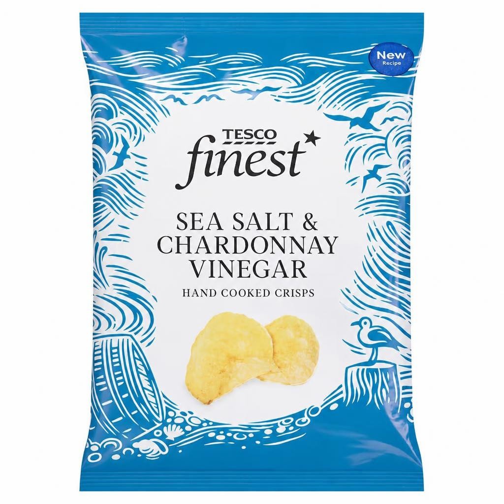 Tesco Finest Sea Salt & Chardonnay Vinegar Handcooked Crisps 150g