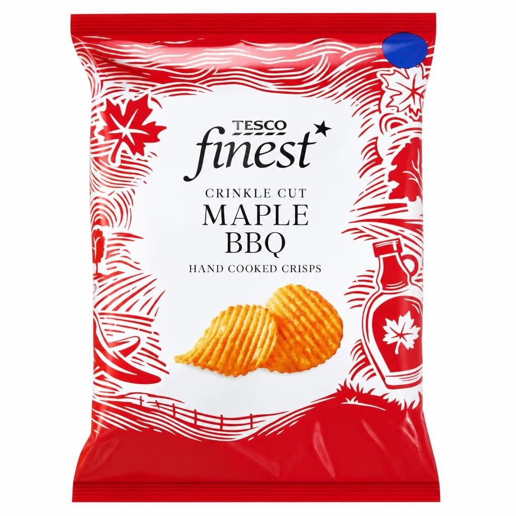 Tesco Finest Maple BBQ Crinkle Cut Handcooked Crisps 150g