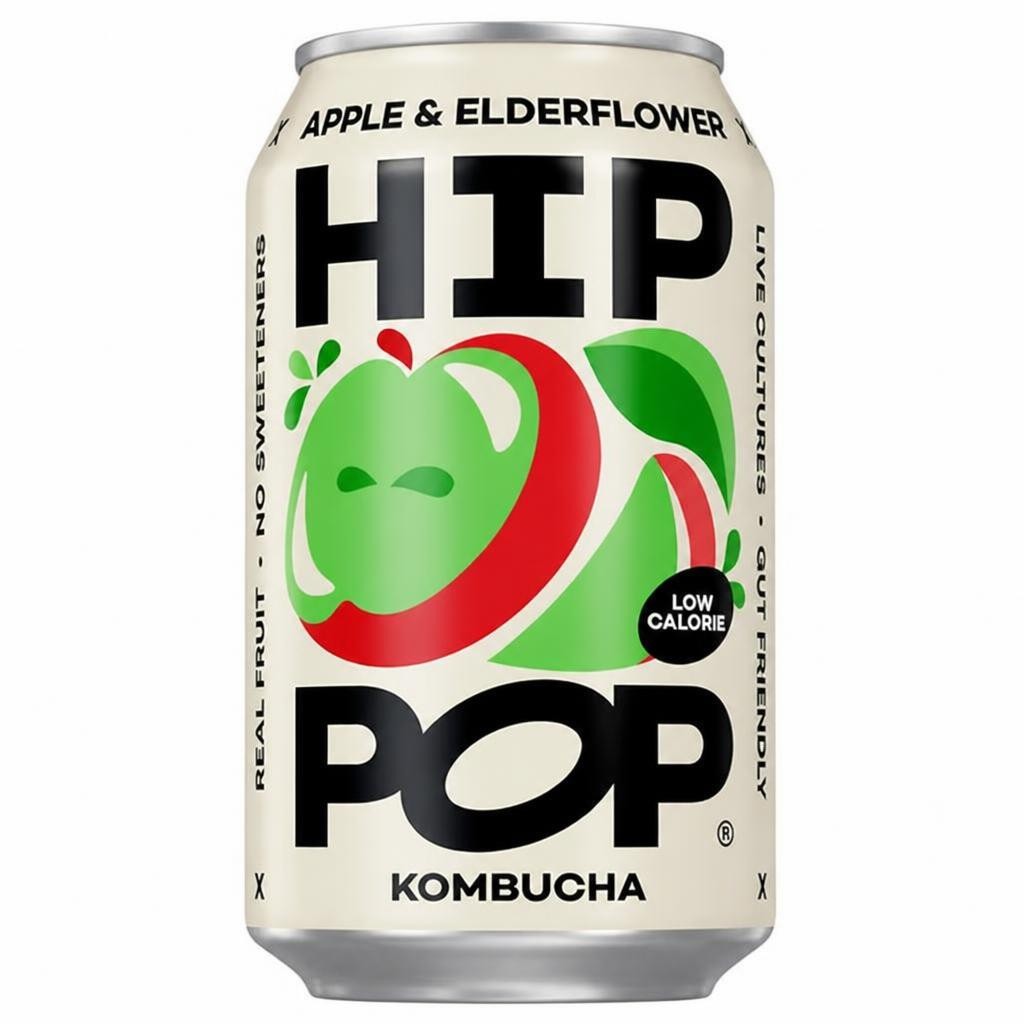 Hip Pop 330ml Apple & Elderflower Kombucha Can