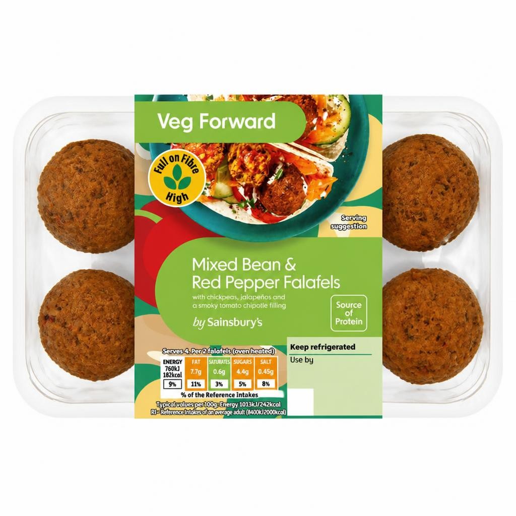 Sainsbury's Mixed Bean & Red Pepper Falafels 160g