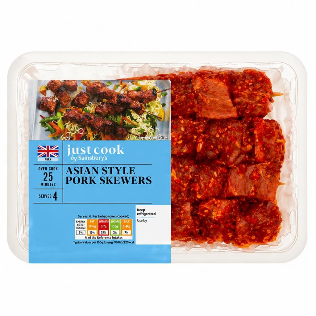 Sainsbury's Just Cook 370g Asian Style Pork Skewers