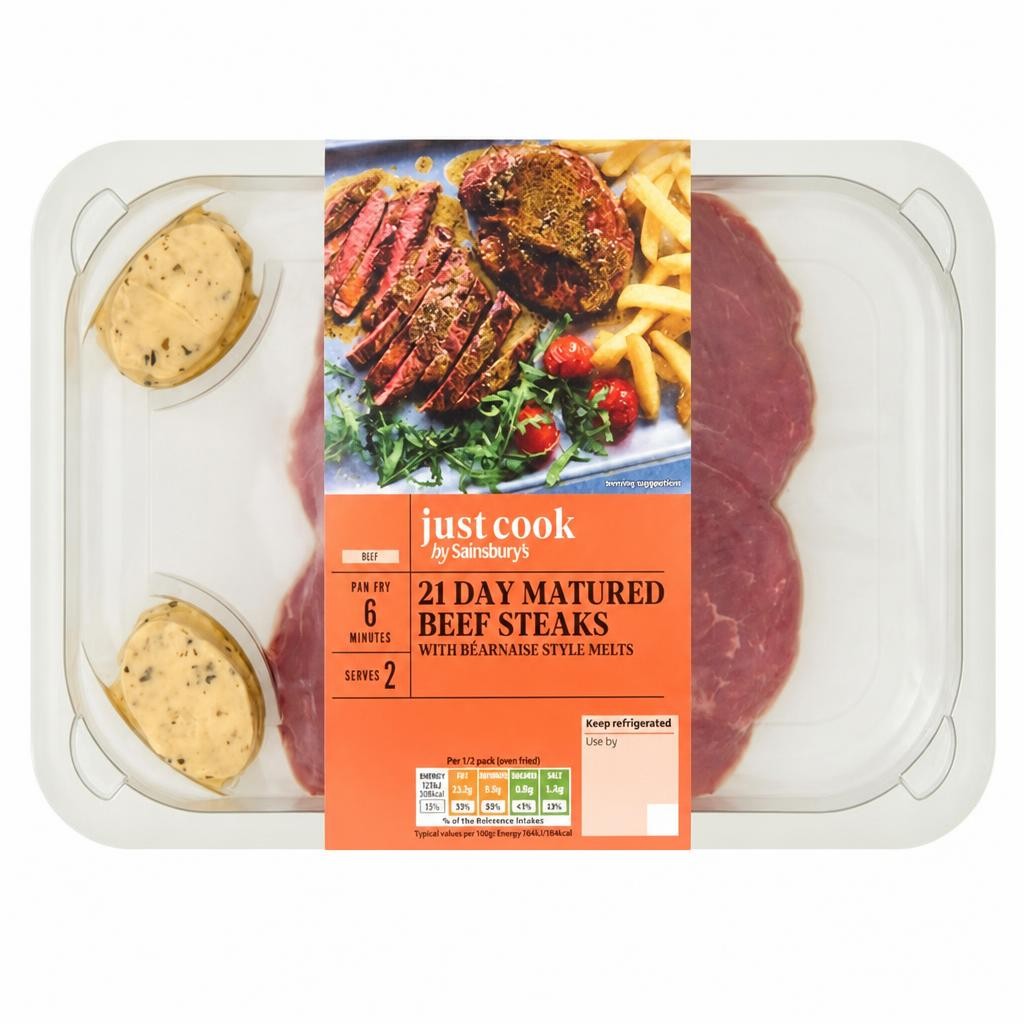 Sainsbury's Just Cook 300g 21 Day Matured Beef Steaks with Bearnaise Butter