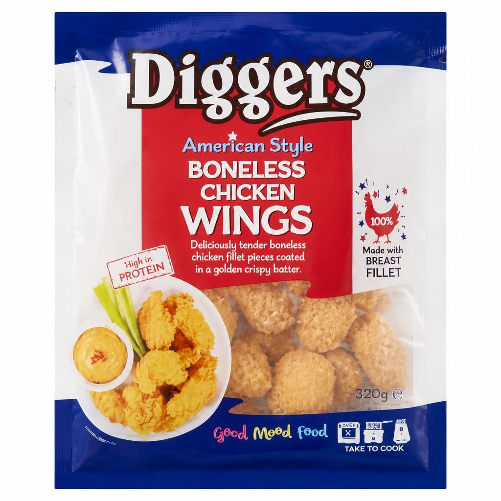 Diggers American Style Boneless Chicken Wings 320g