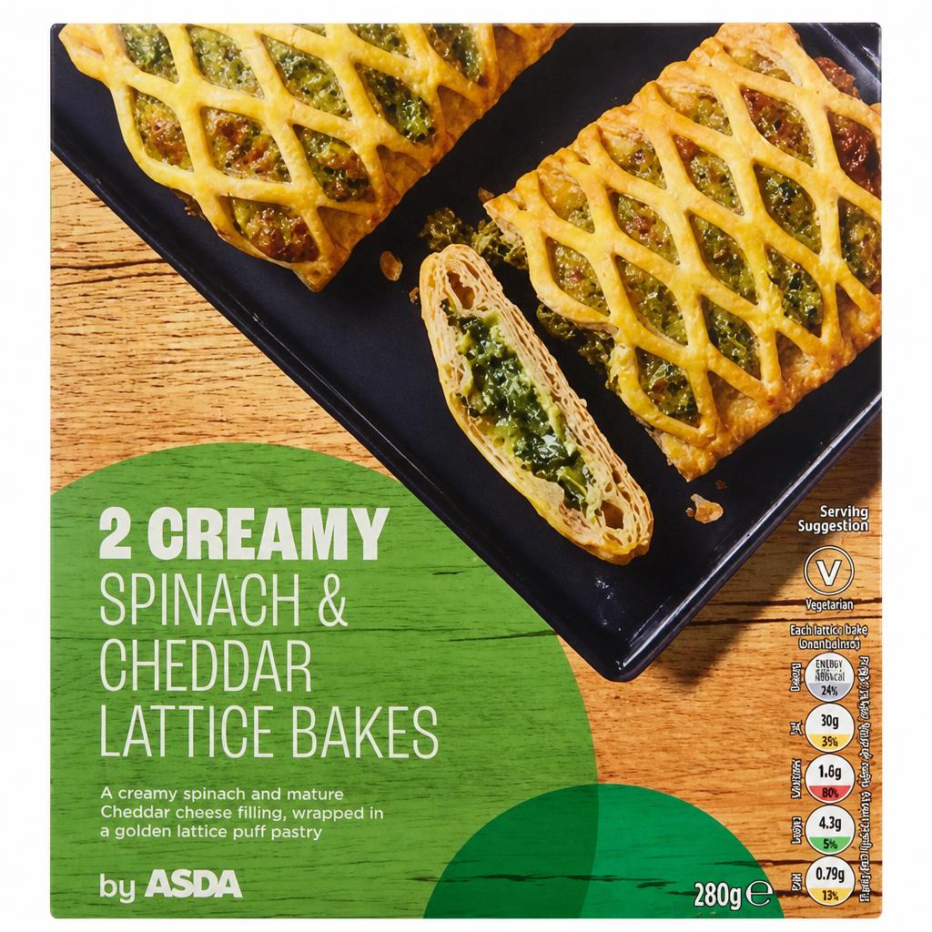 ASDA 2 Creamy Spinach & Cheddar Lattice Bakes 280g